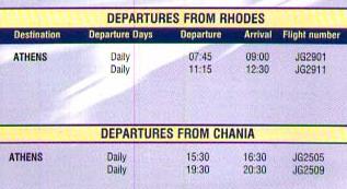 Schedule from Rhodes